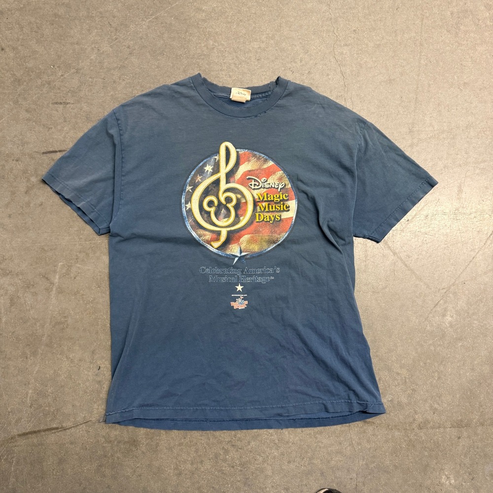 Vintage Disney Magic Music Days T Shirt Mens Large Blue Mickey Mouse Graphic Tee